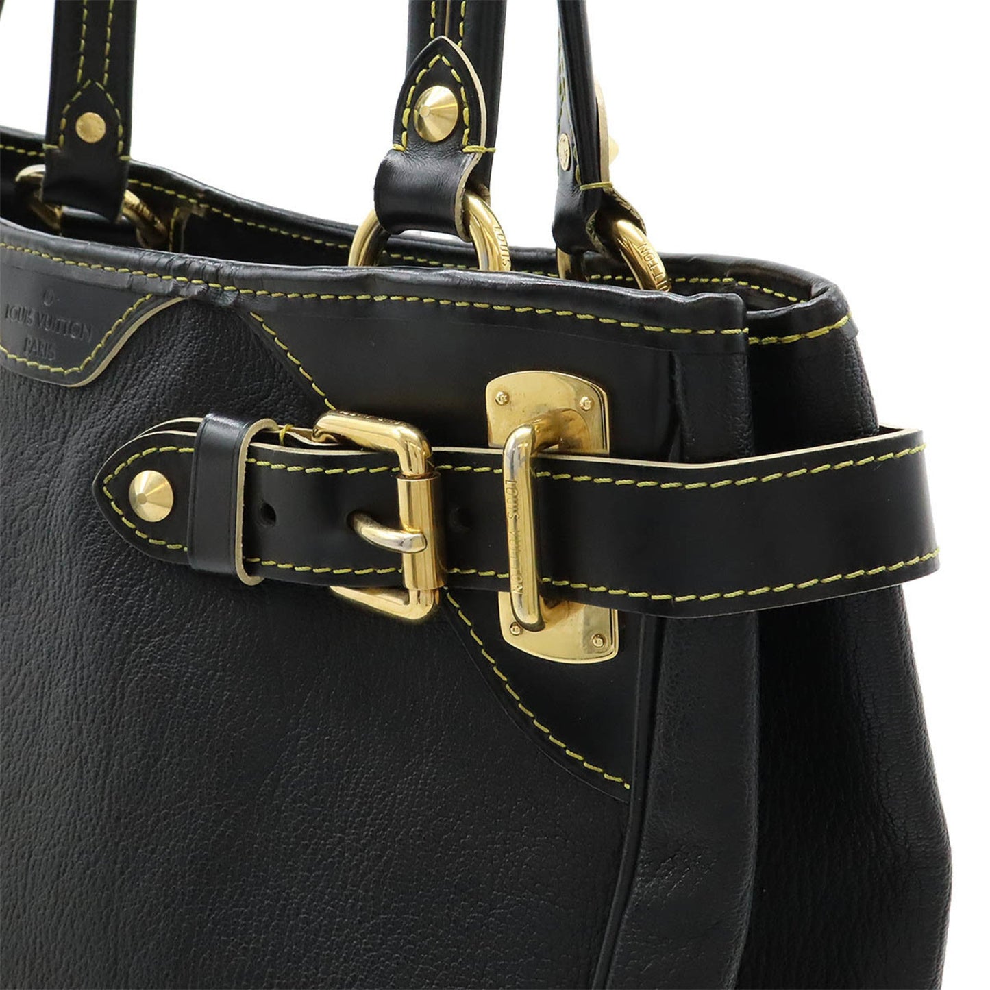 Louis Vuitton Black Noir Suhali Leather Shoulder Bag Tote Bag