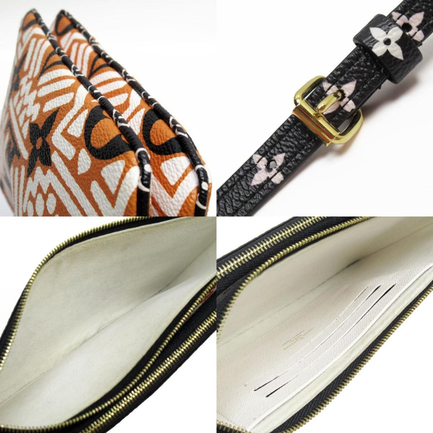 Louis Vuitton Black Brown White Coated Canvas Pochette Shoulder Bag