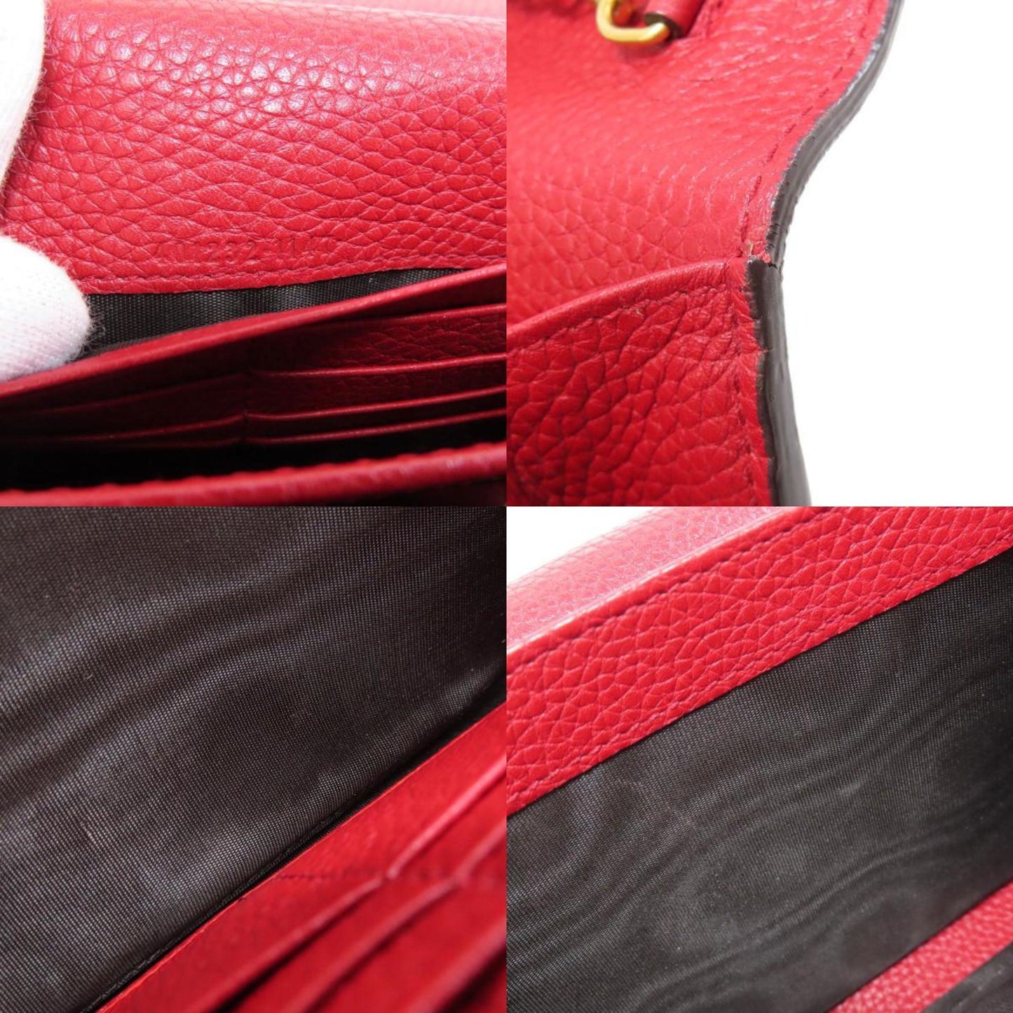 Gucci Red Color Leather Chain/Shoulder Wallet