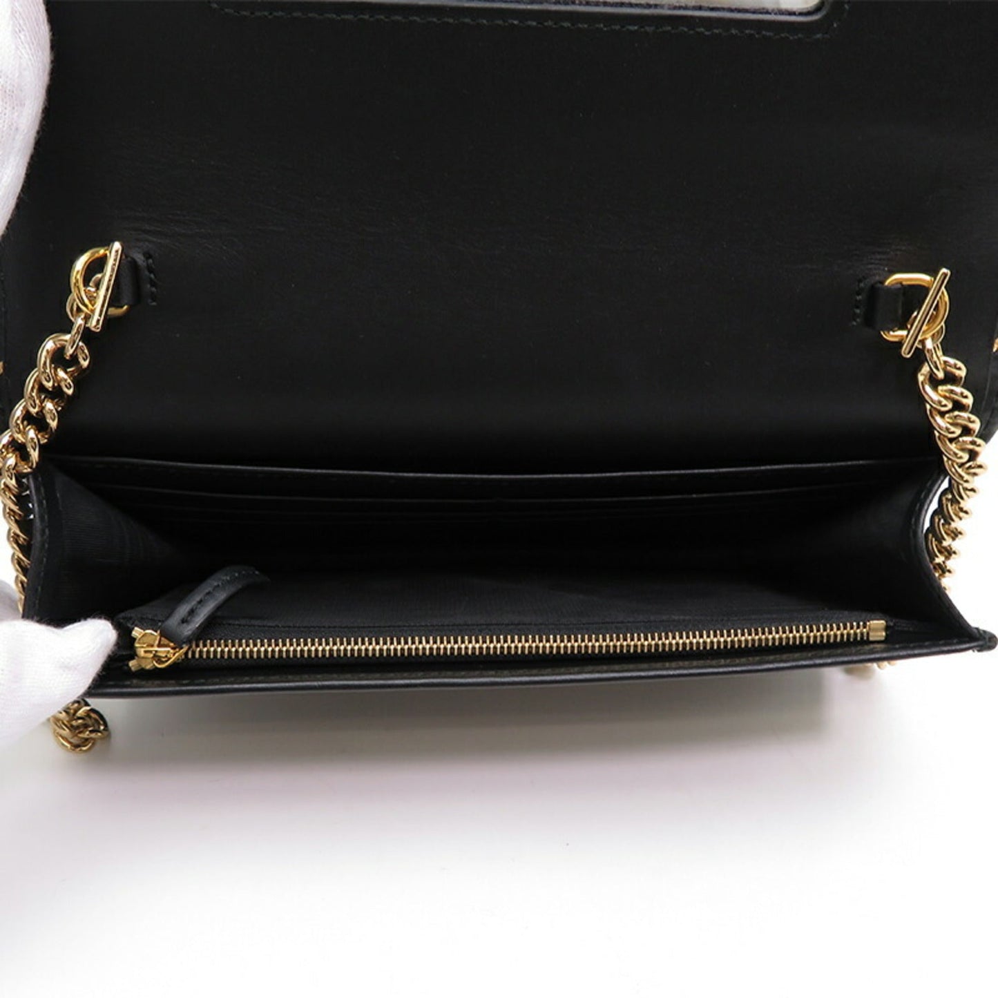 Gucci Black Leather Chain/Shoulder Wallet