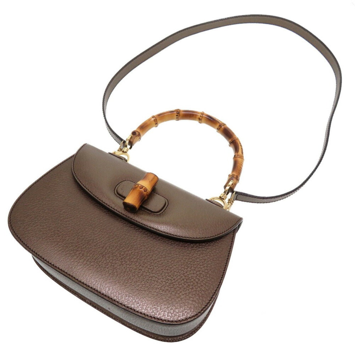 Gucci Bronze Bamboo Leather Handbag Shoulder Bag
