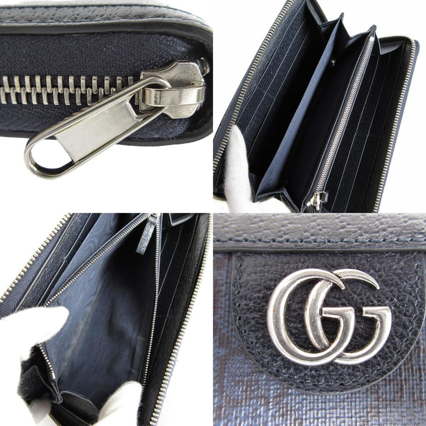 Gucci Navy Gg Supreme Long Wallet (Bi-Fold)