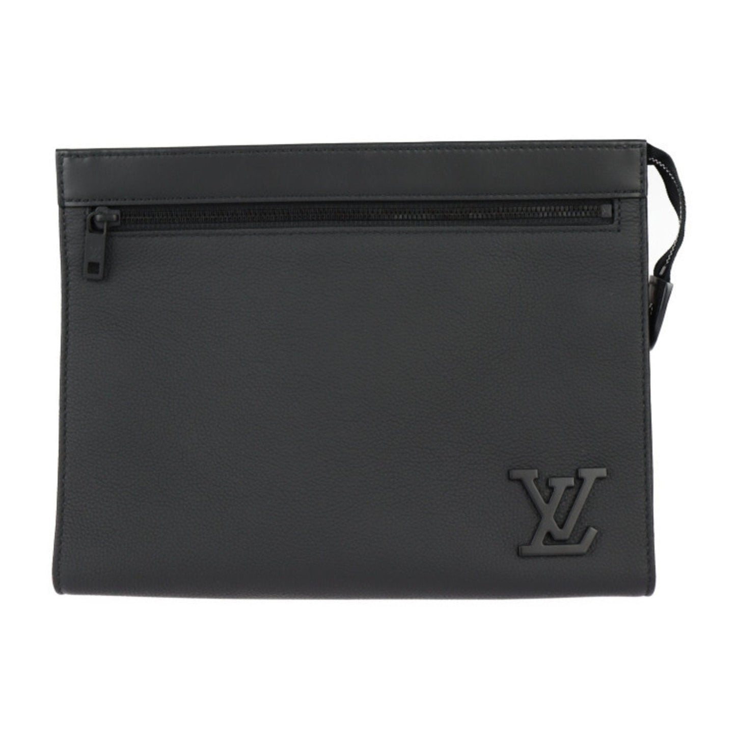 Louis Vuitton Black Leather Clutch Bag Handbag Shoulder Bag