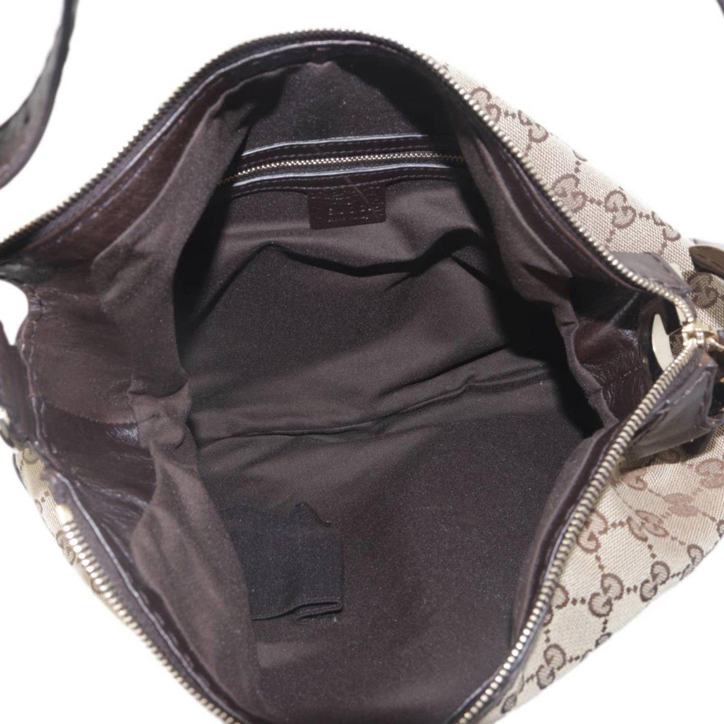 Gucci Dark Brown Khaki Jacquard Leather Shoulder Bag