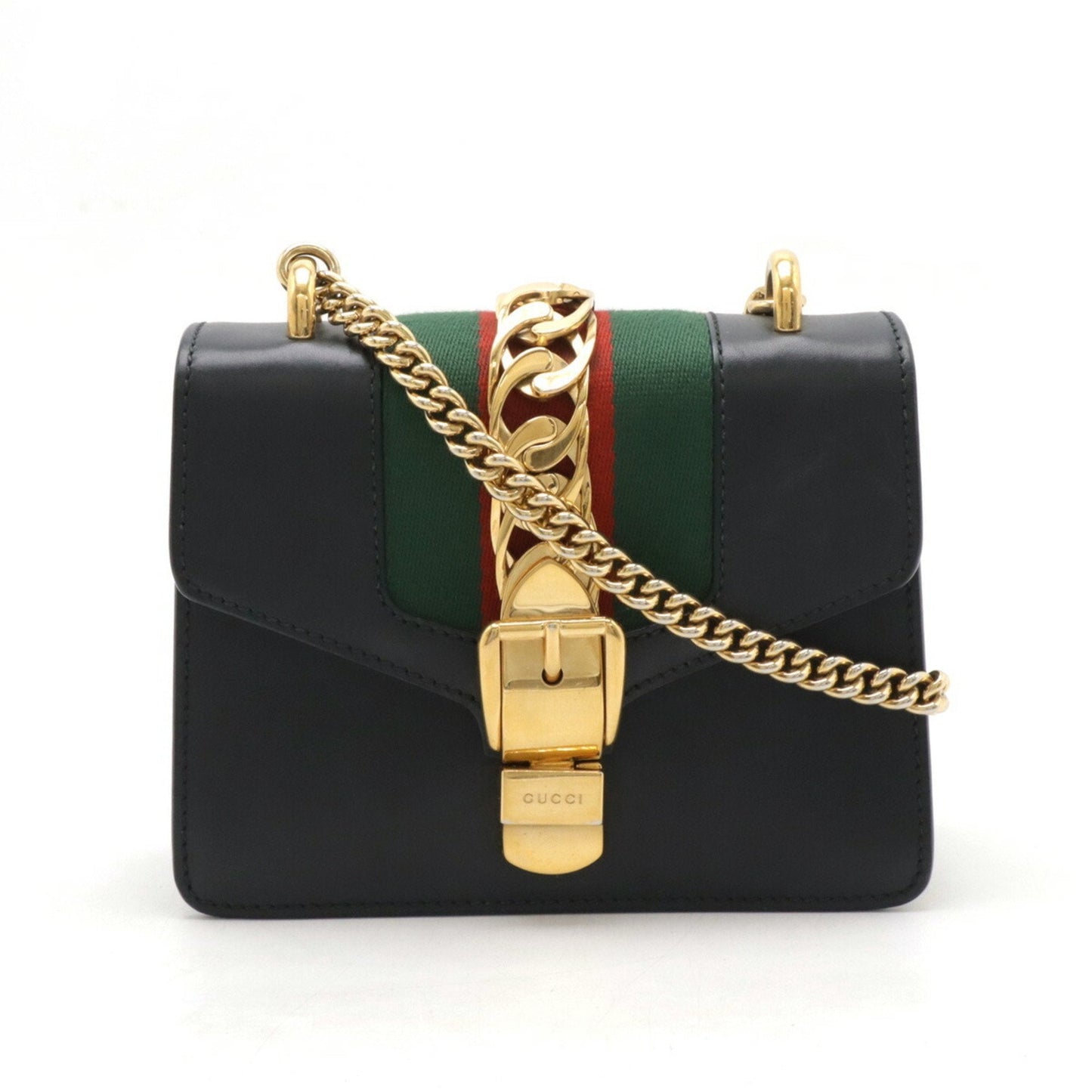Gucci Black Green Red Color Leather Pochette Shoulder Bag
