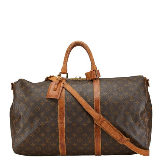 Louis Vuitton Brown Pvc Leather Boston Bag Shoulder Bag ()