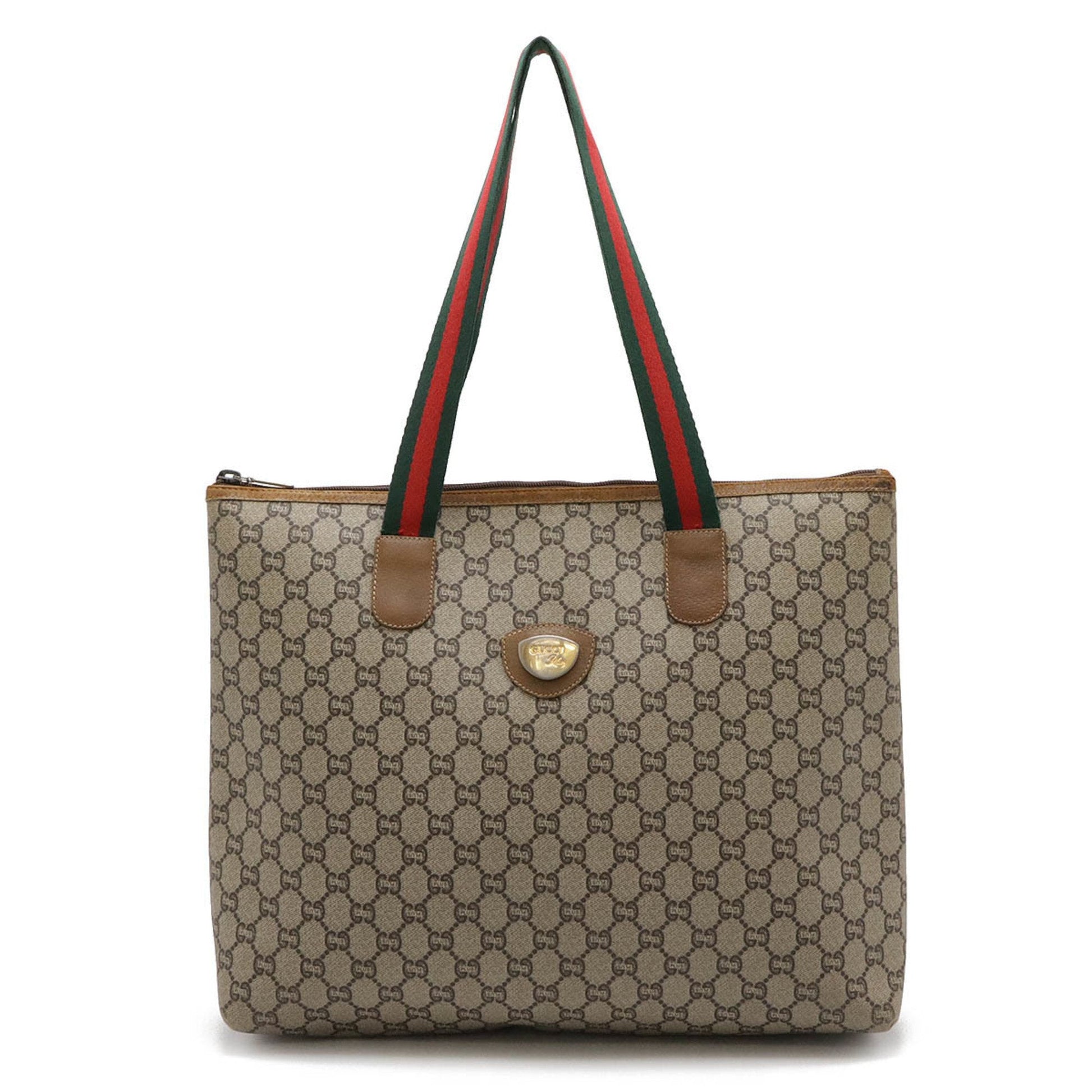 Gucci Beige Brown Green Red Color Pvc Leather Shoulder Bag Tote Bag ()