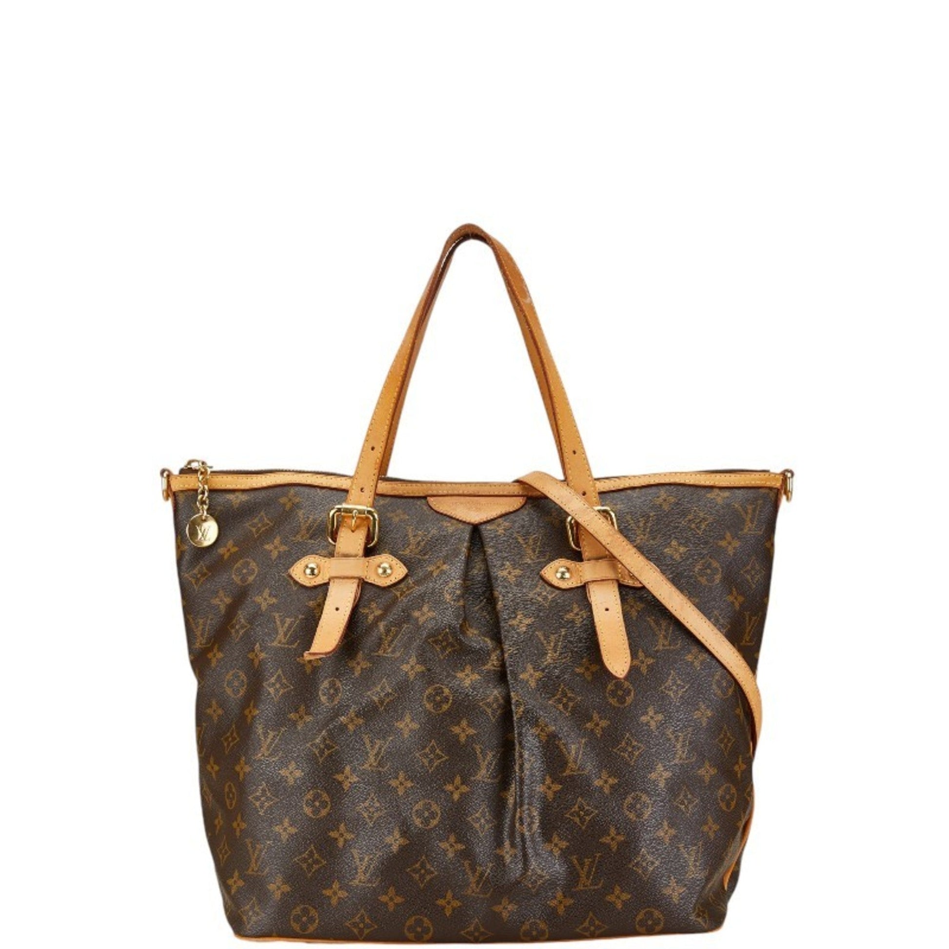 Louis Vuitton Brown Pvc Leather Shoulder Bag Tote Bag ()