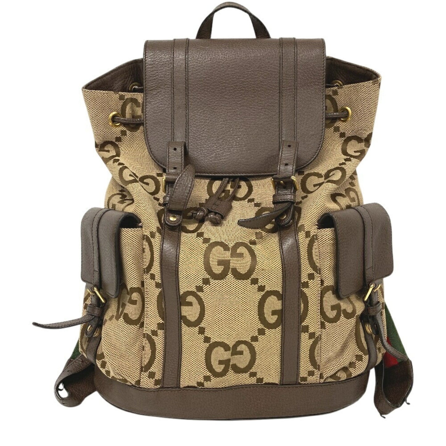 Gucci Brown Canvas Leather Backpack ()