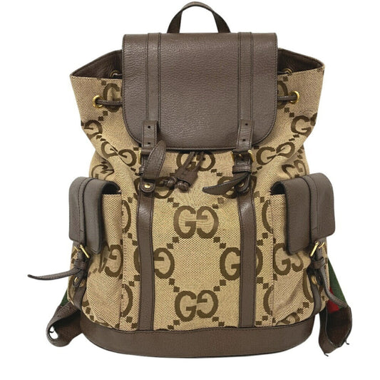Gucci Brown Canvas Leather Backpack ()