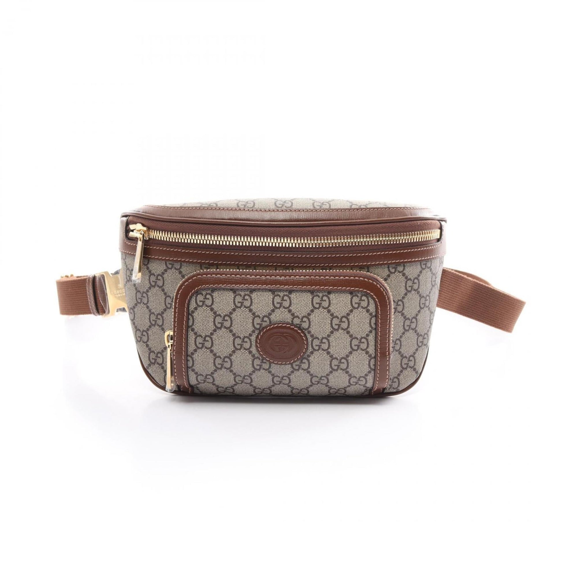 Gucci Beige Brown Pvc Coated Canvas Leather Sling Bag ()