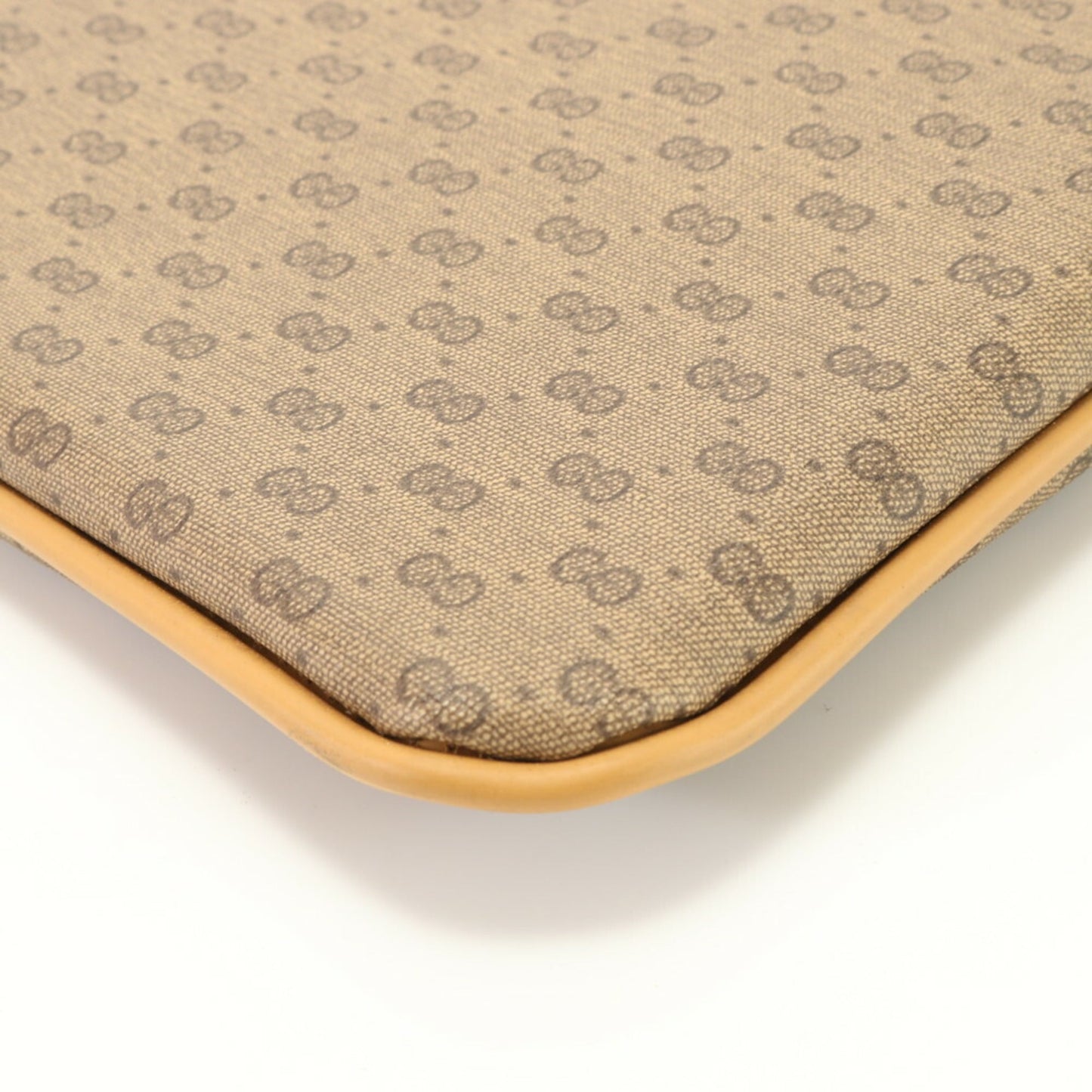 Gucci Brown Leather Coated Canvas Pouch