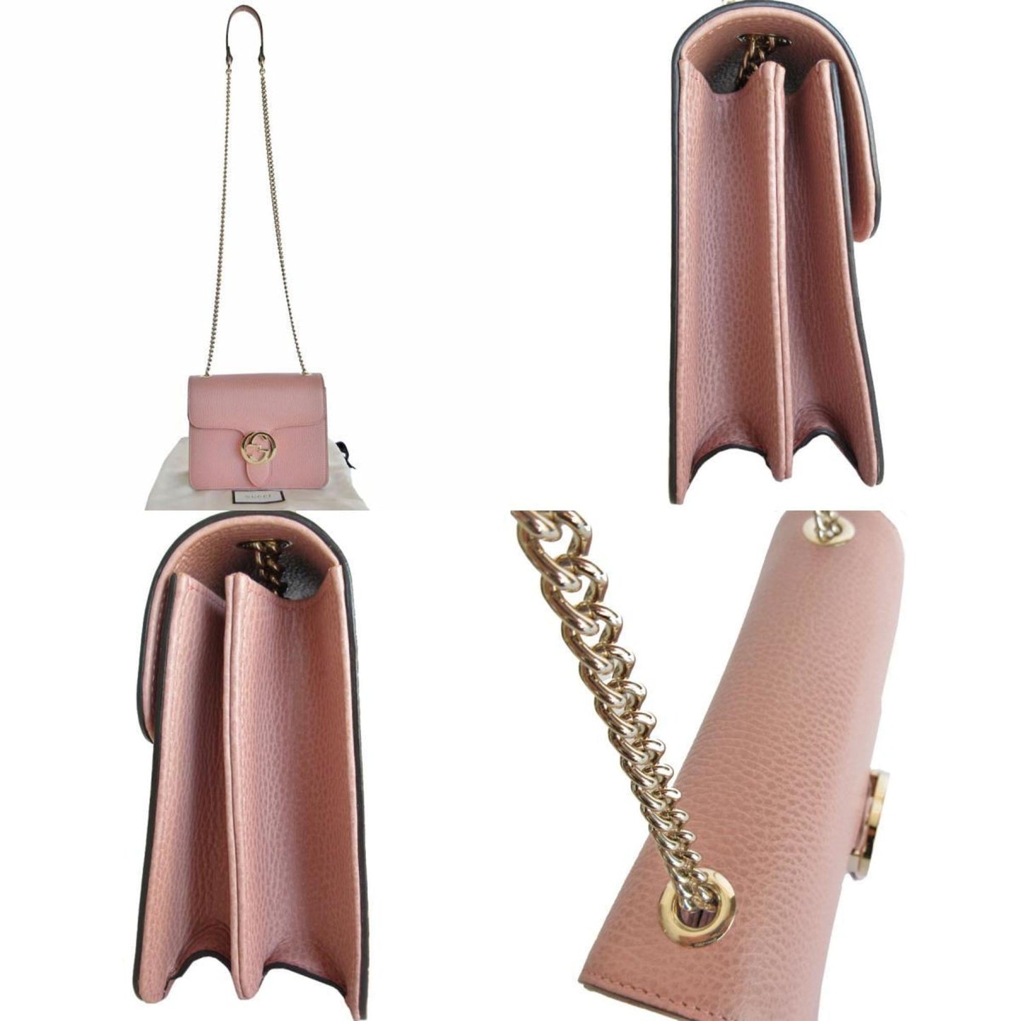 Gucci Pink Beige Leather Shoulder Bag