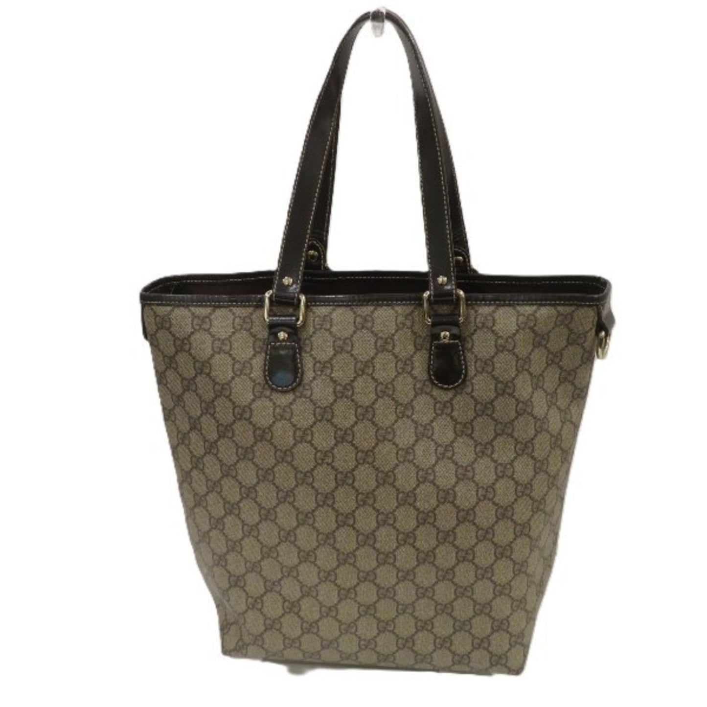Gucci Beige Dark Brown Pvc Leather Handbag Tote Bag
