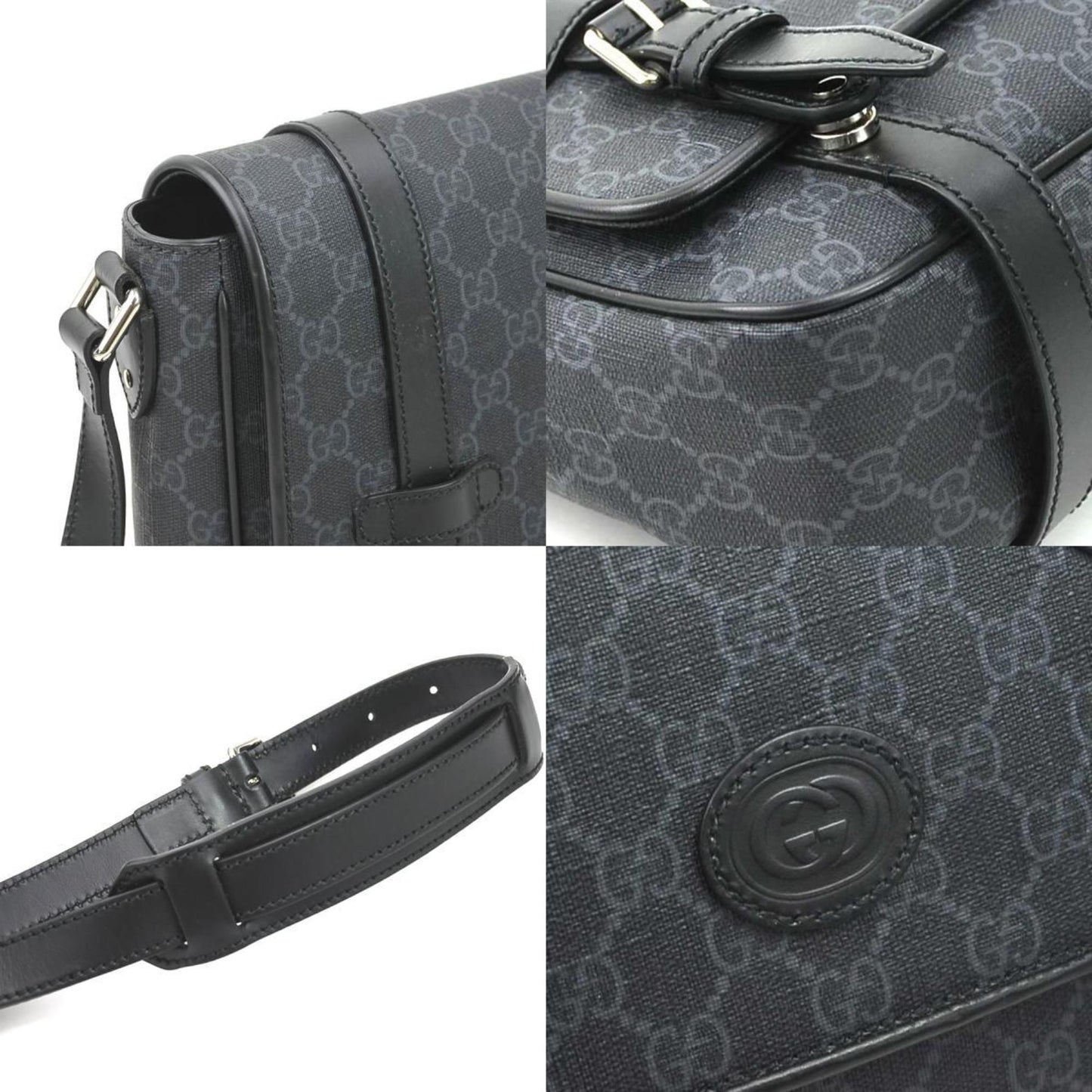 Gucci Black Gray Pvc Shoulder Bag