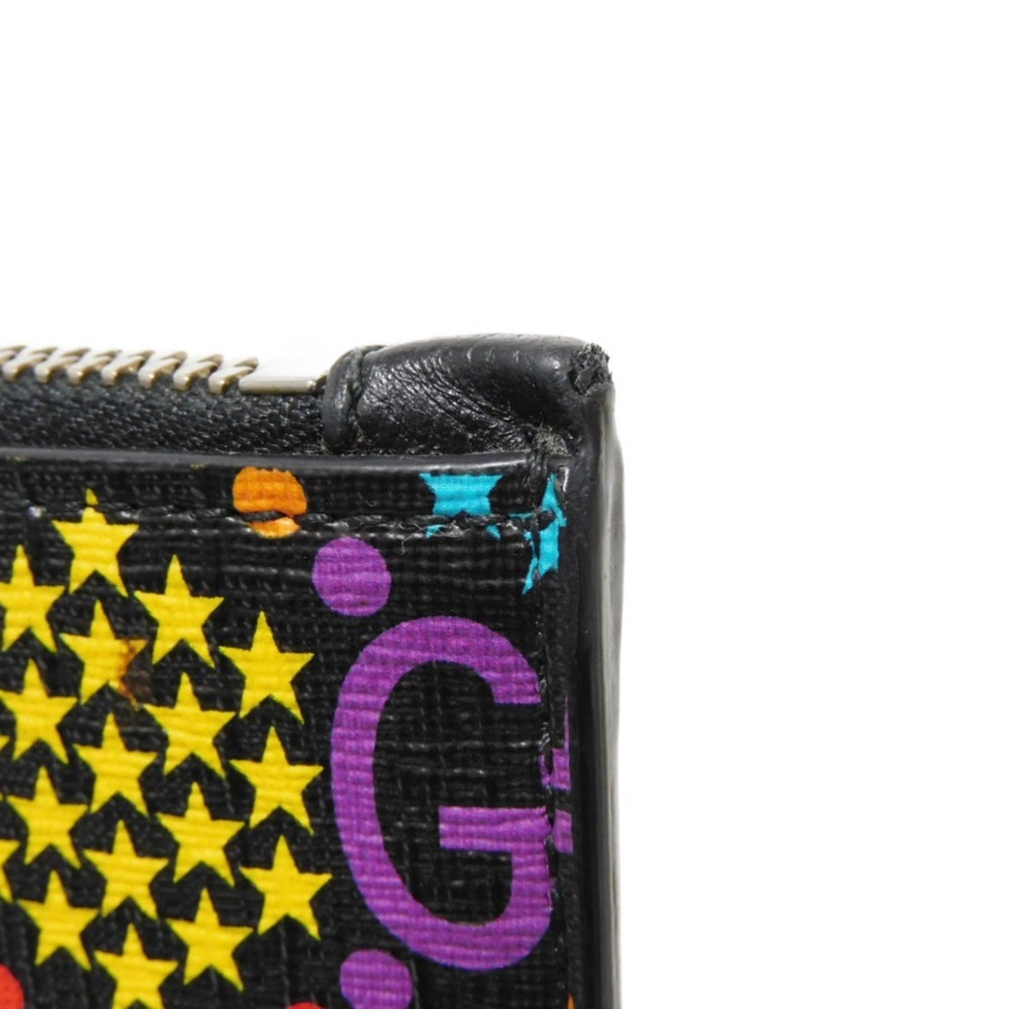 Gucci Black Multi-Color Canvas Leather Clutch Bag Pouch