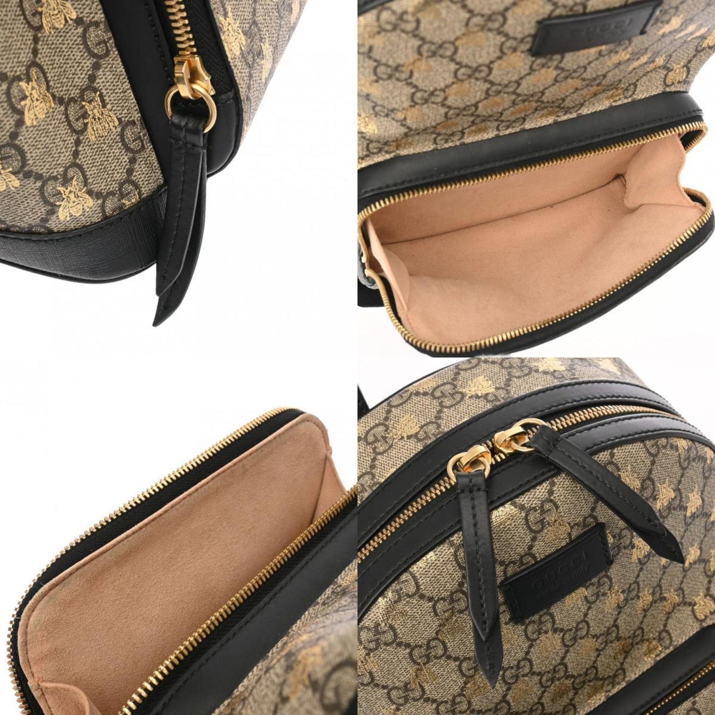 Gucci Black Grayish Pvc Leather Backpack