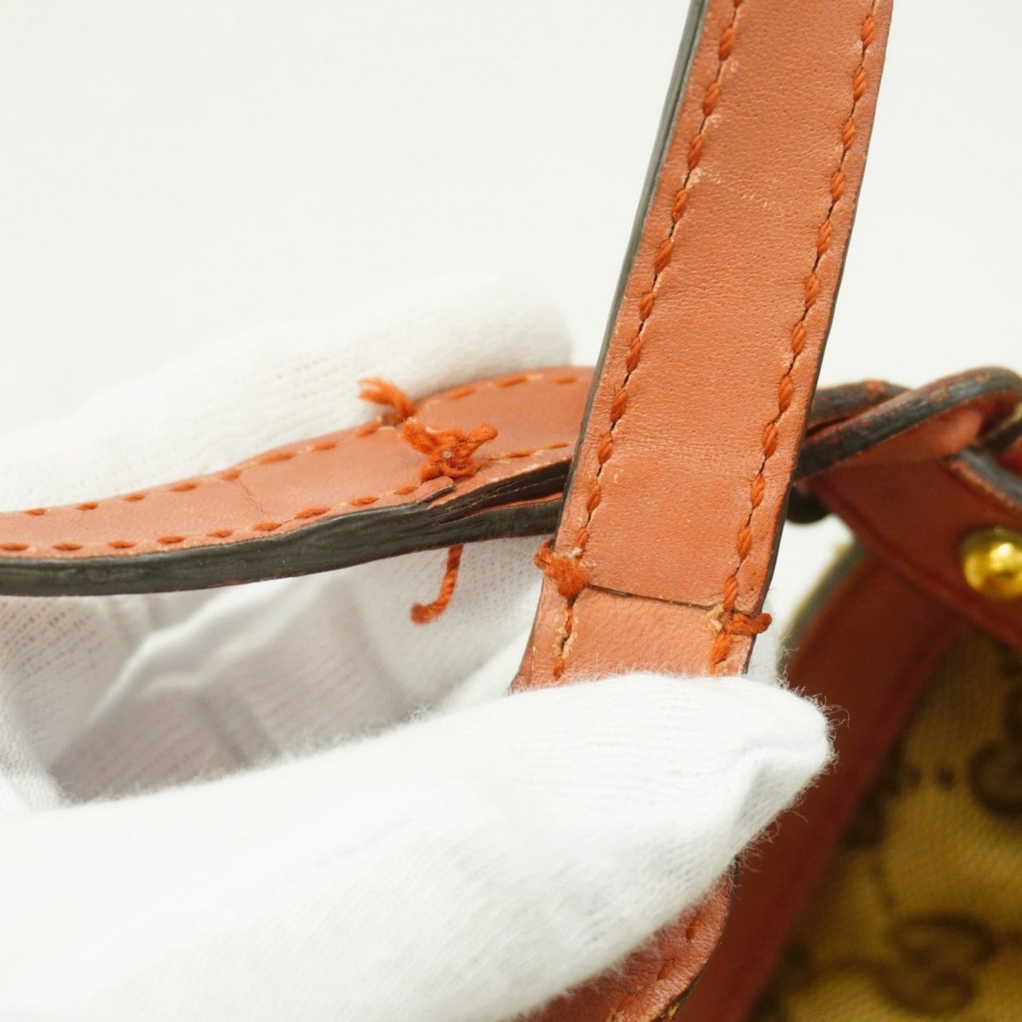 Gucci Brown Red Color Canvas Tote Bag