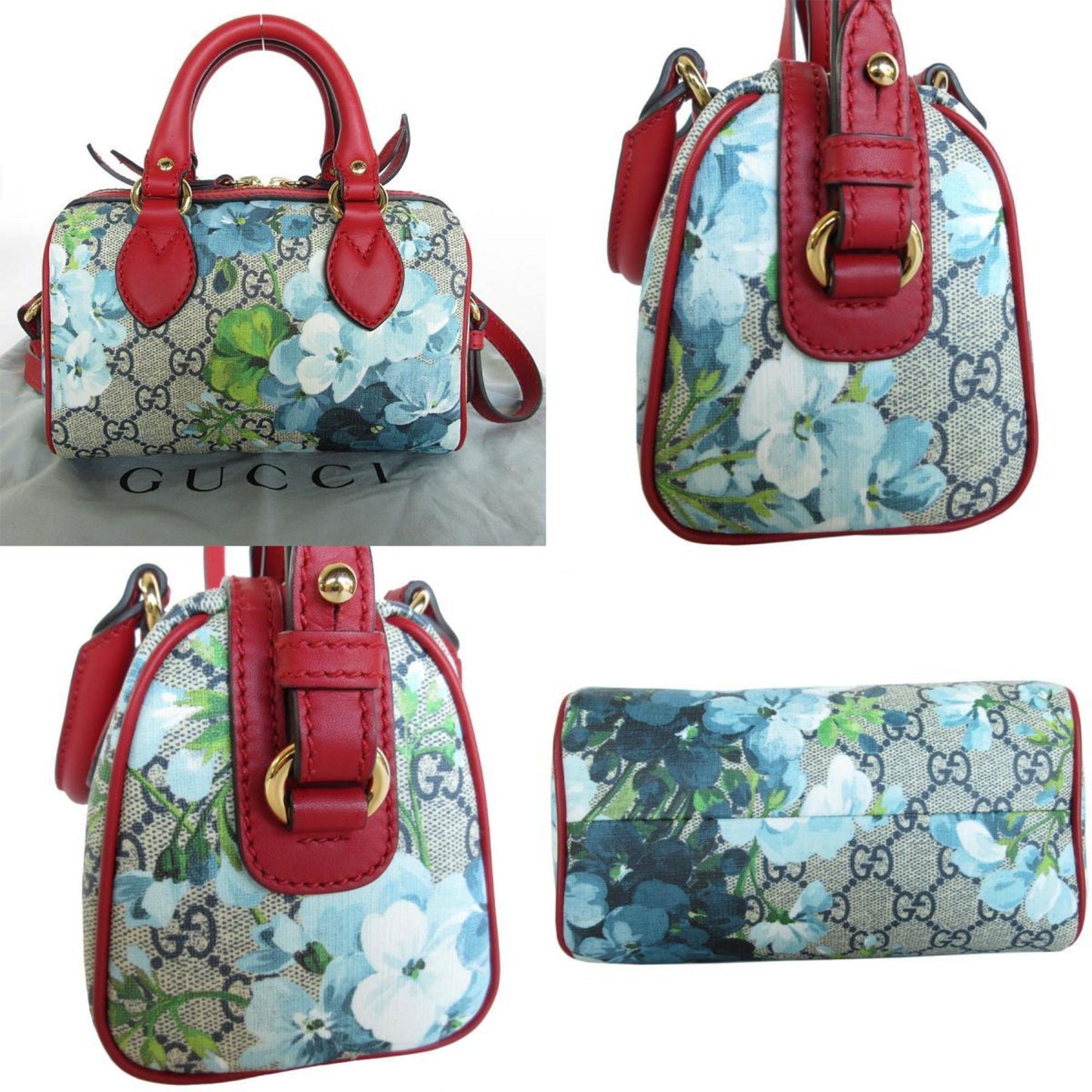 Gucci Blue Red Color Pvc Leather Handbag Shoulder Bag