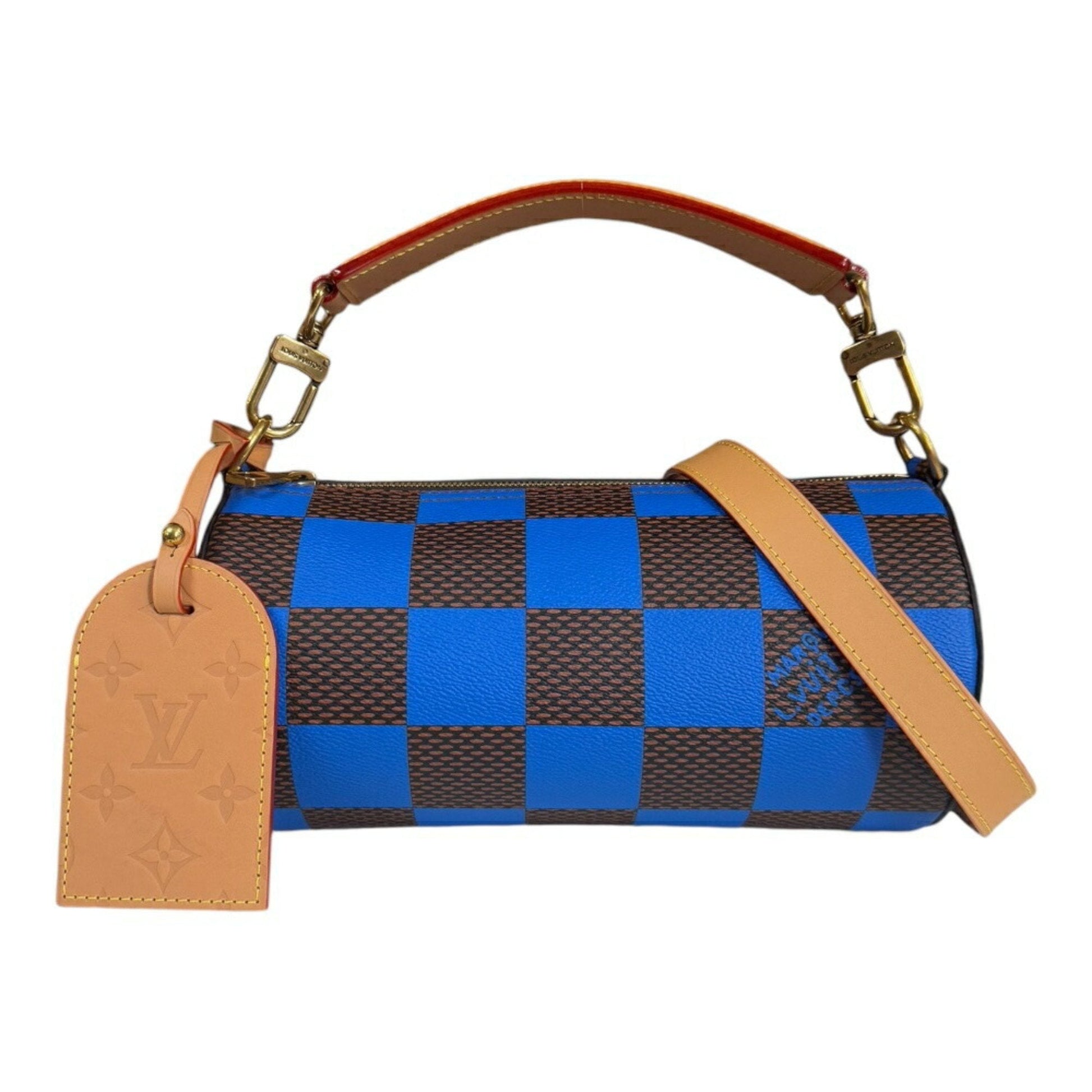 Louis Vuitton Blue Brown Canvas Shoulder Bag ()