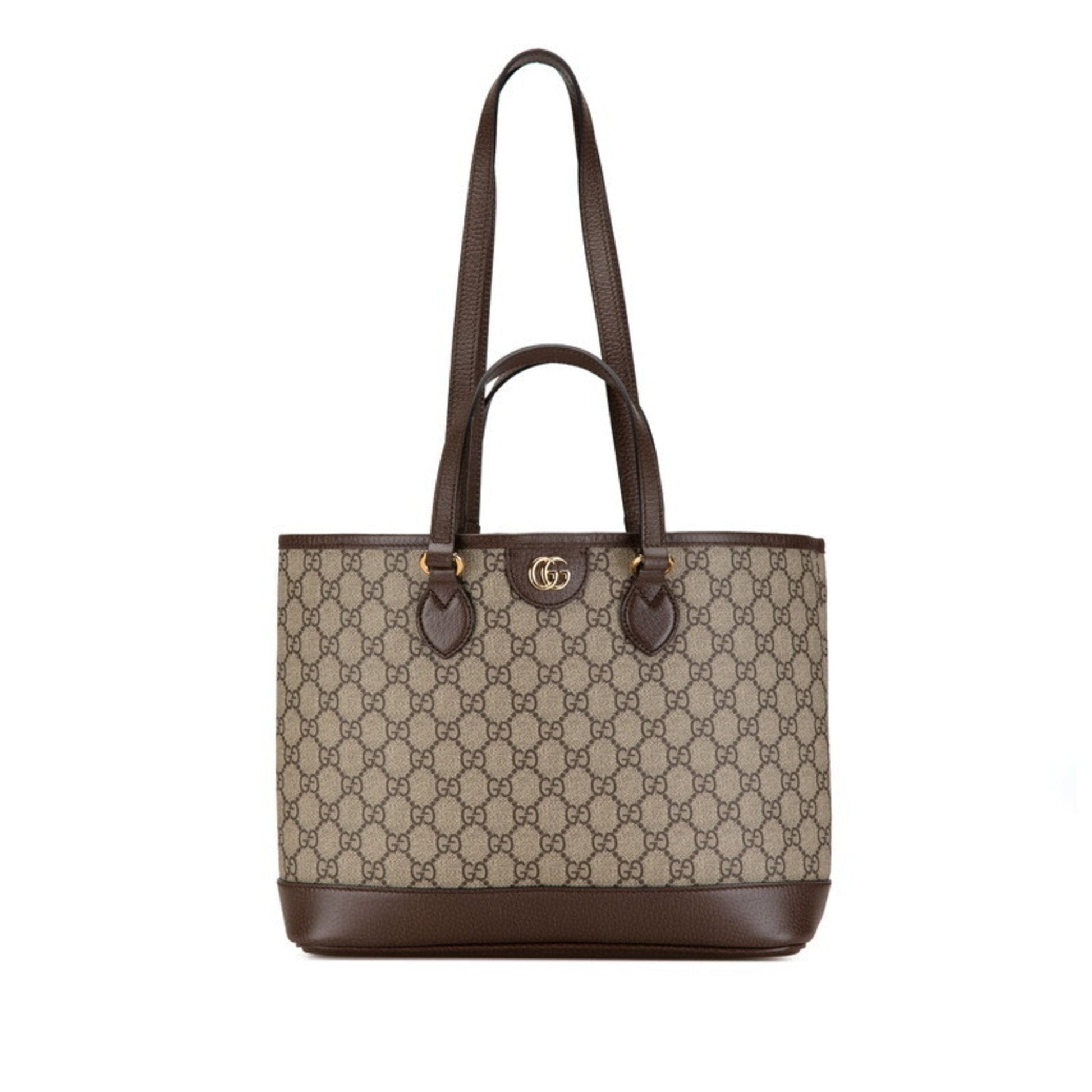 Gucci Beige Brown Pvc Leather Shoulder Bag Tote Bag ()