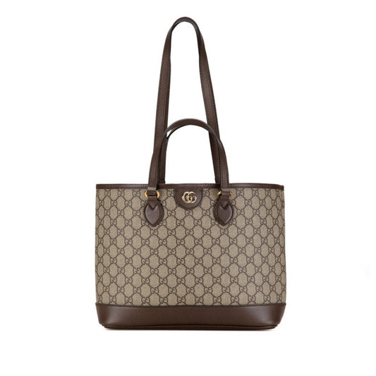 Gucci Beige Brown Pvc Leather Shoulder Bag Tote Bag ()