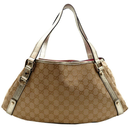 Gucci Abbey Beige Gg Canvas Leather Tote Bag ()