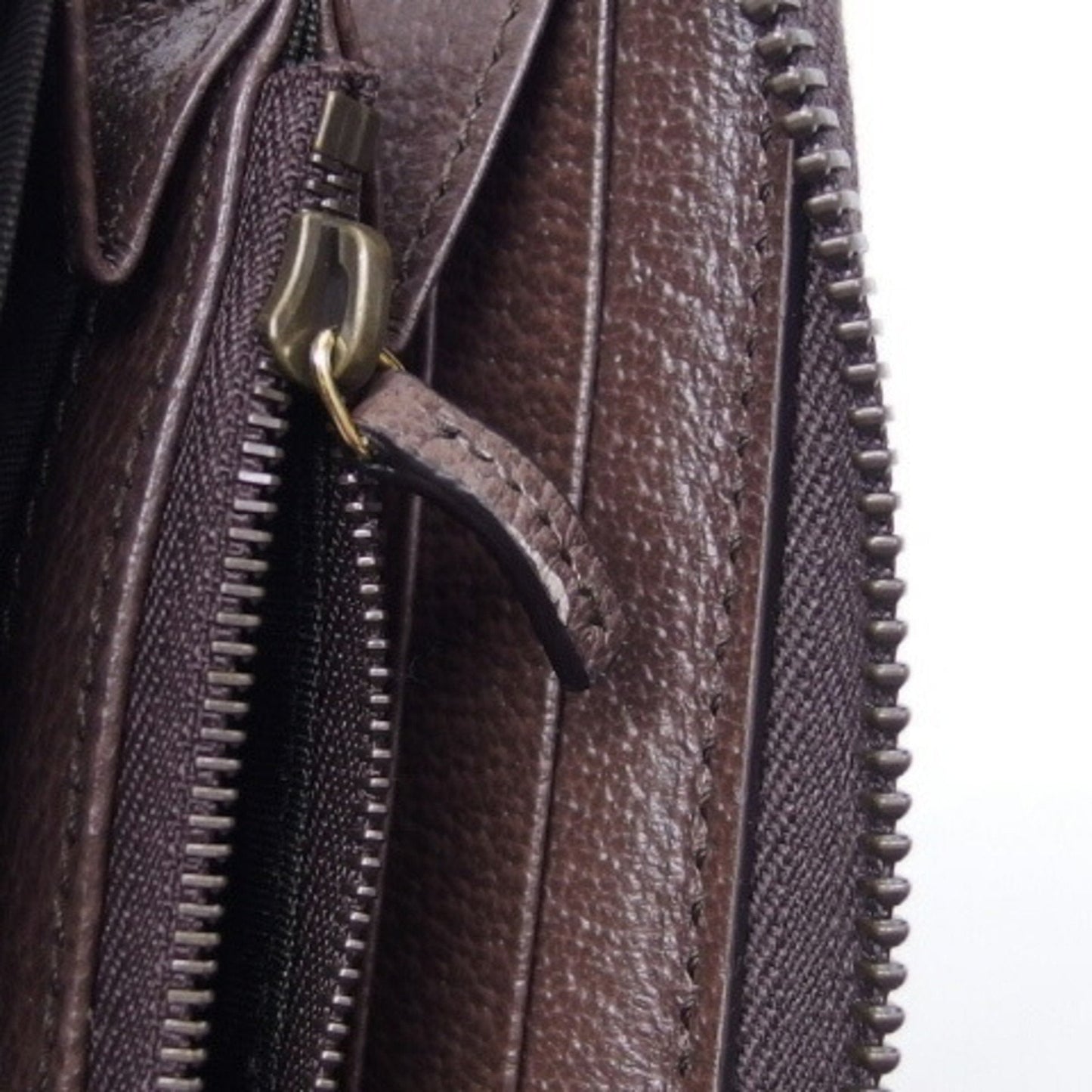 Gucci Beige Dark Brown Canvas Leather Long Wallet (Bi-Fold)