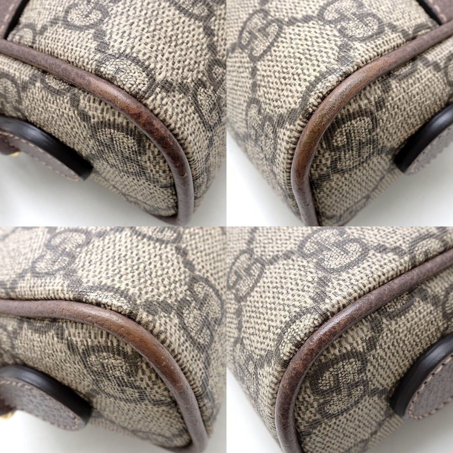 Gucci Beige Gg Supreme Canvas Leather Shoulder Bag