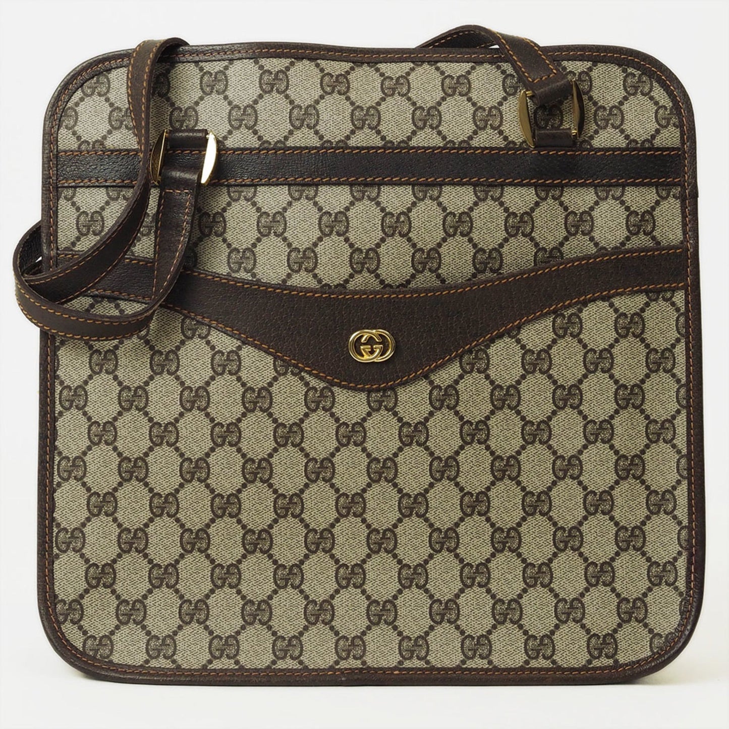 Gucci Beige Brown Pvc Leather Handbag Tote Bag ()