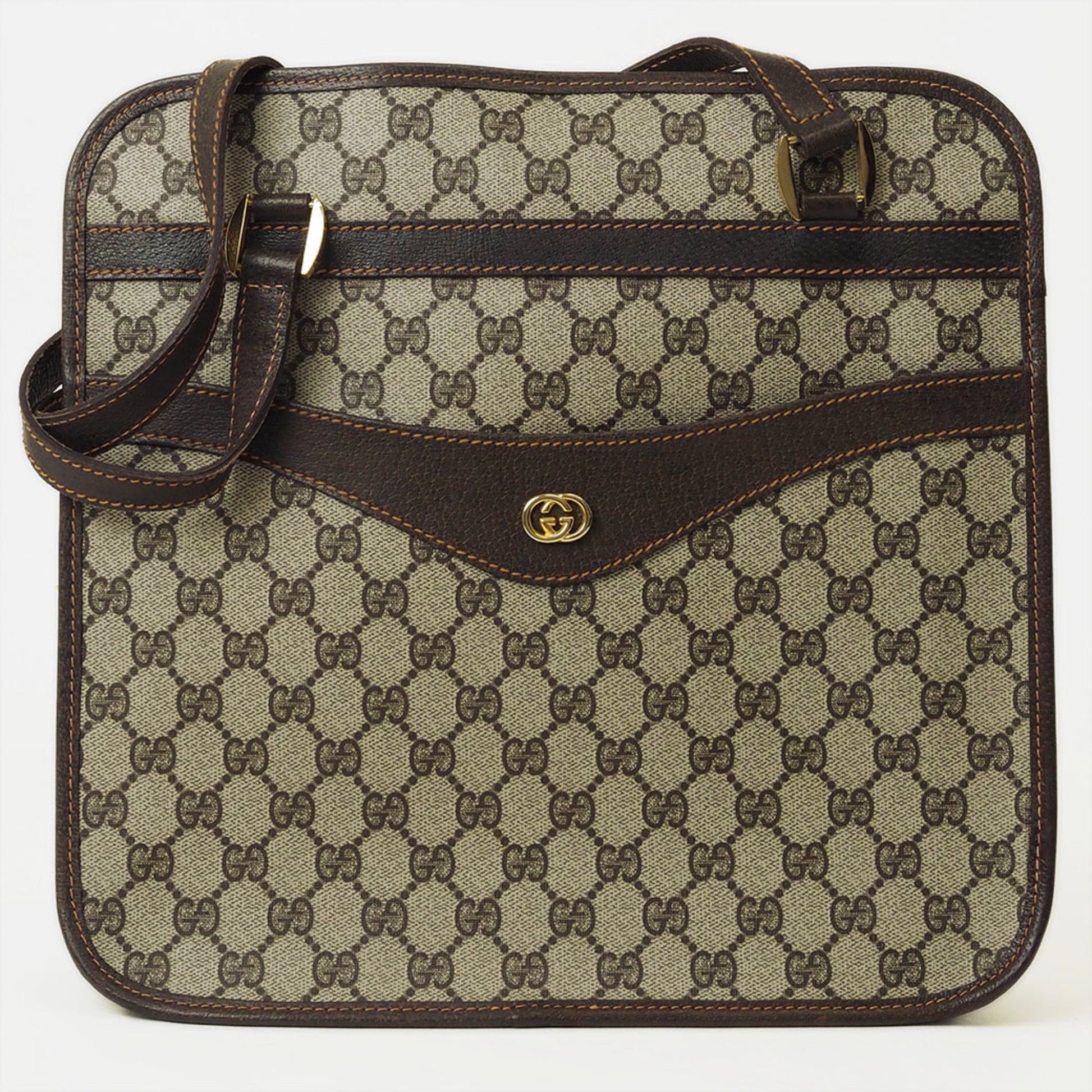 Gucci Beige Brown Pvc Leather Handbag Tote Bag ()