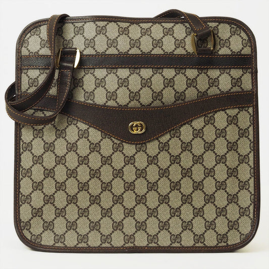 Gucci Beige Brown Pvc Leather Handbag Tote Bag ()