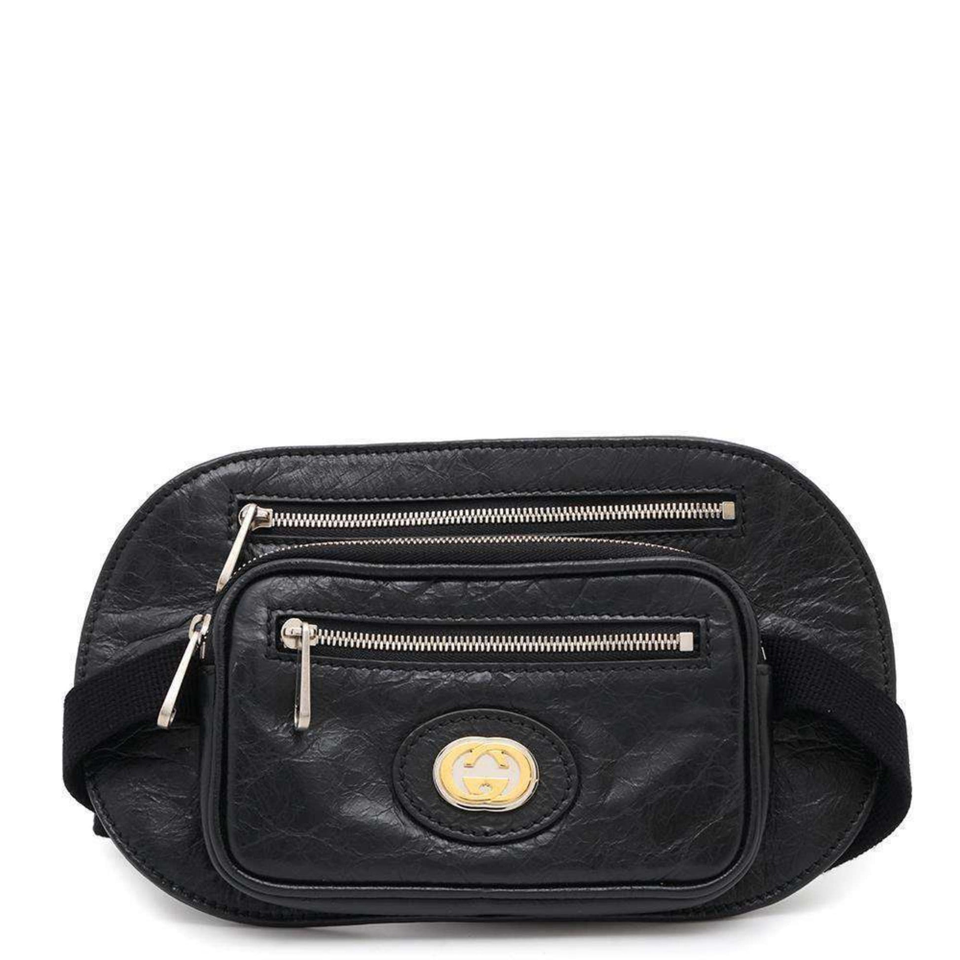 Gucci Black Leather Pouch Sling Bag ()