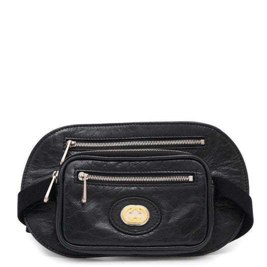 Gucci Black Leather Pouch Sling Bag ()