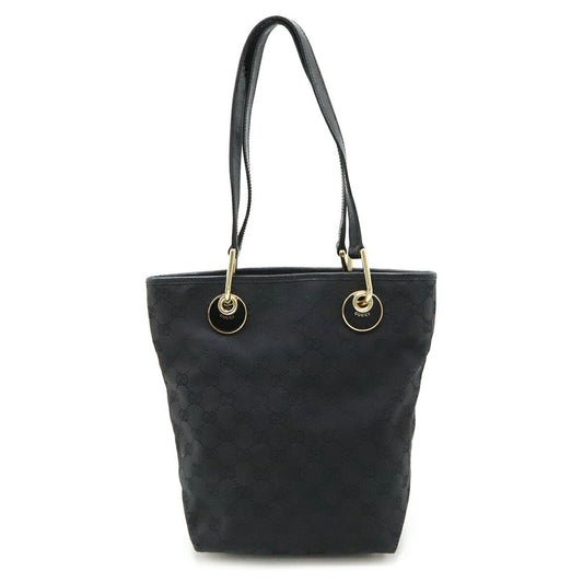 Gucci Gg Canvas Black Gg Canvas Leather Handbag Tote Bag ()