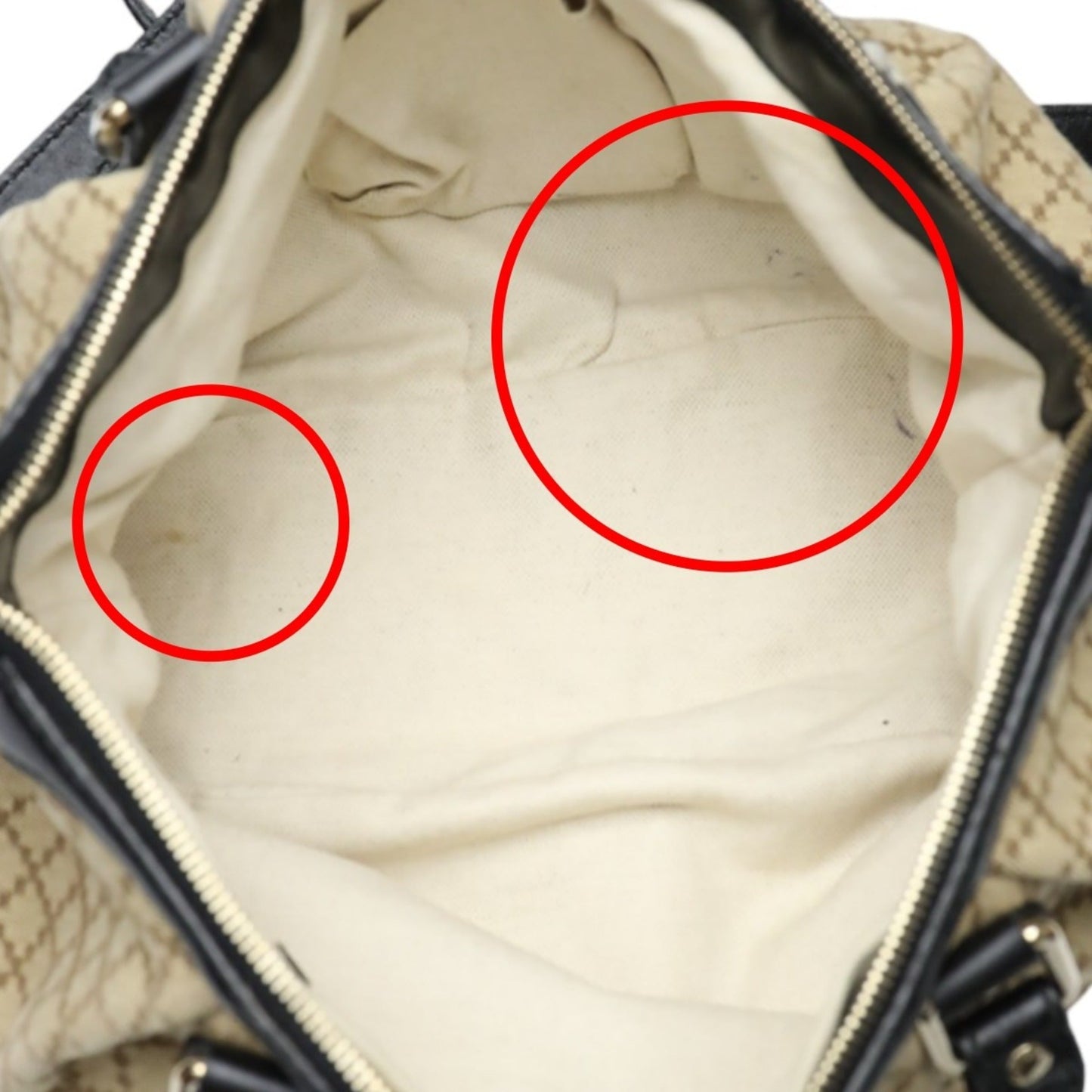 Gucci Beige Black Canvas Shoulder Bag