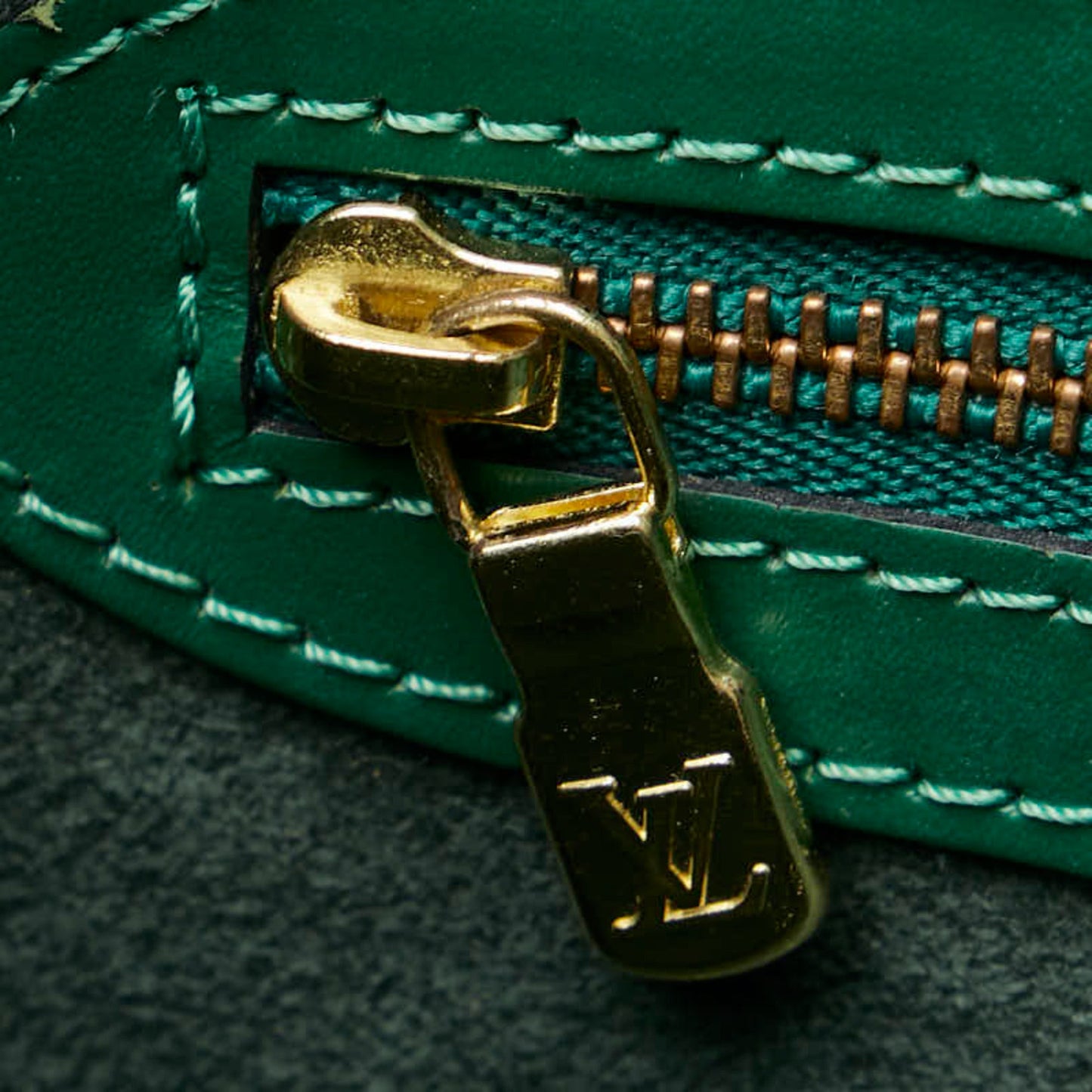 Louis Vuitton Borneo Green Leather Shoulder Bag Tote Bag