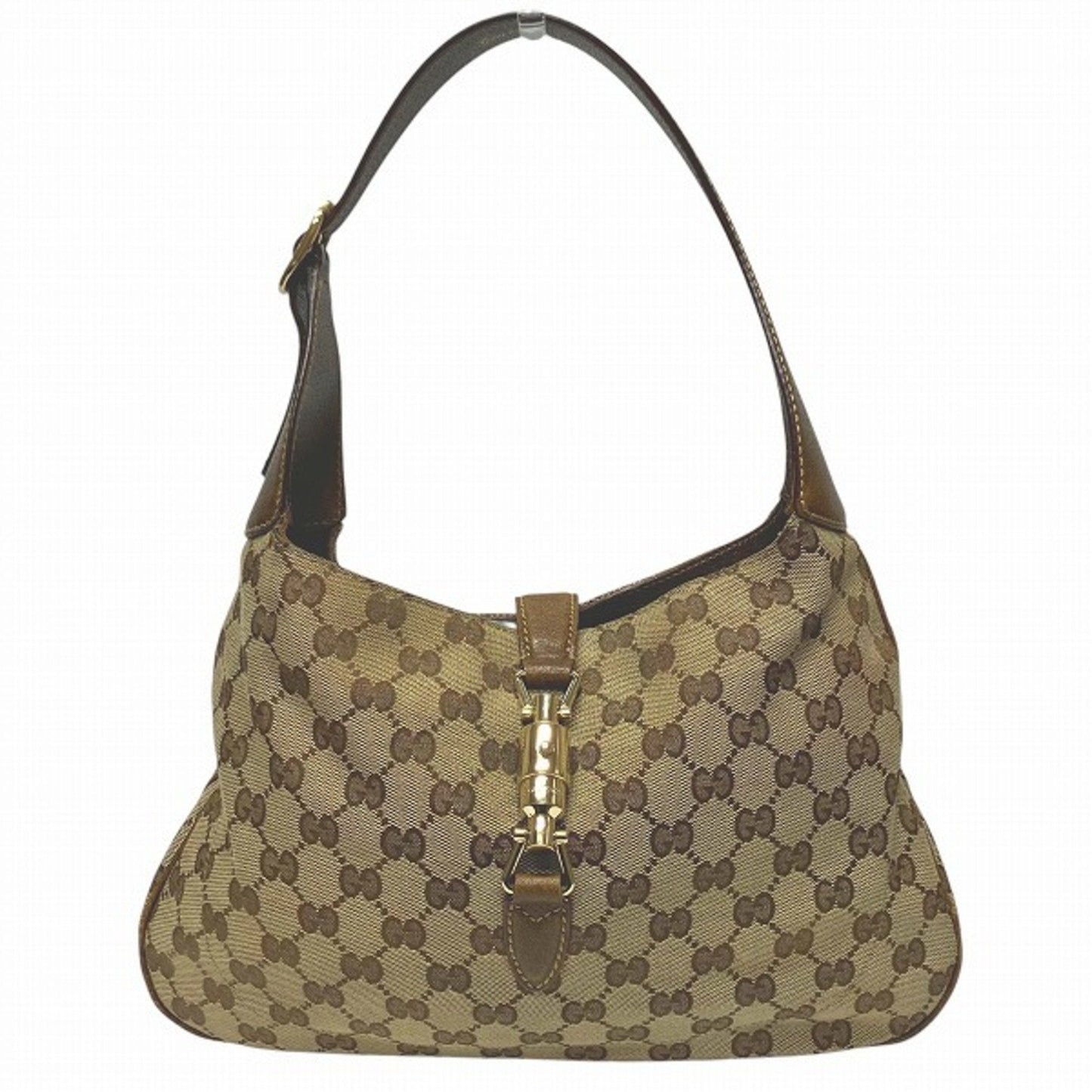 Gucci Brown Gg Canvas Leather Shoulder Bag ()