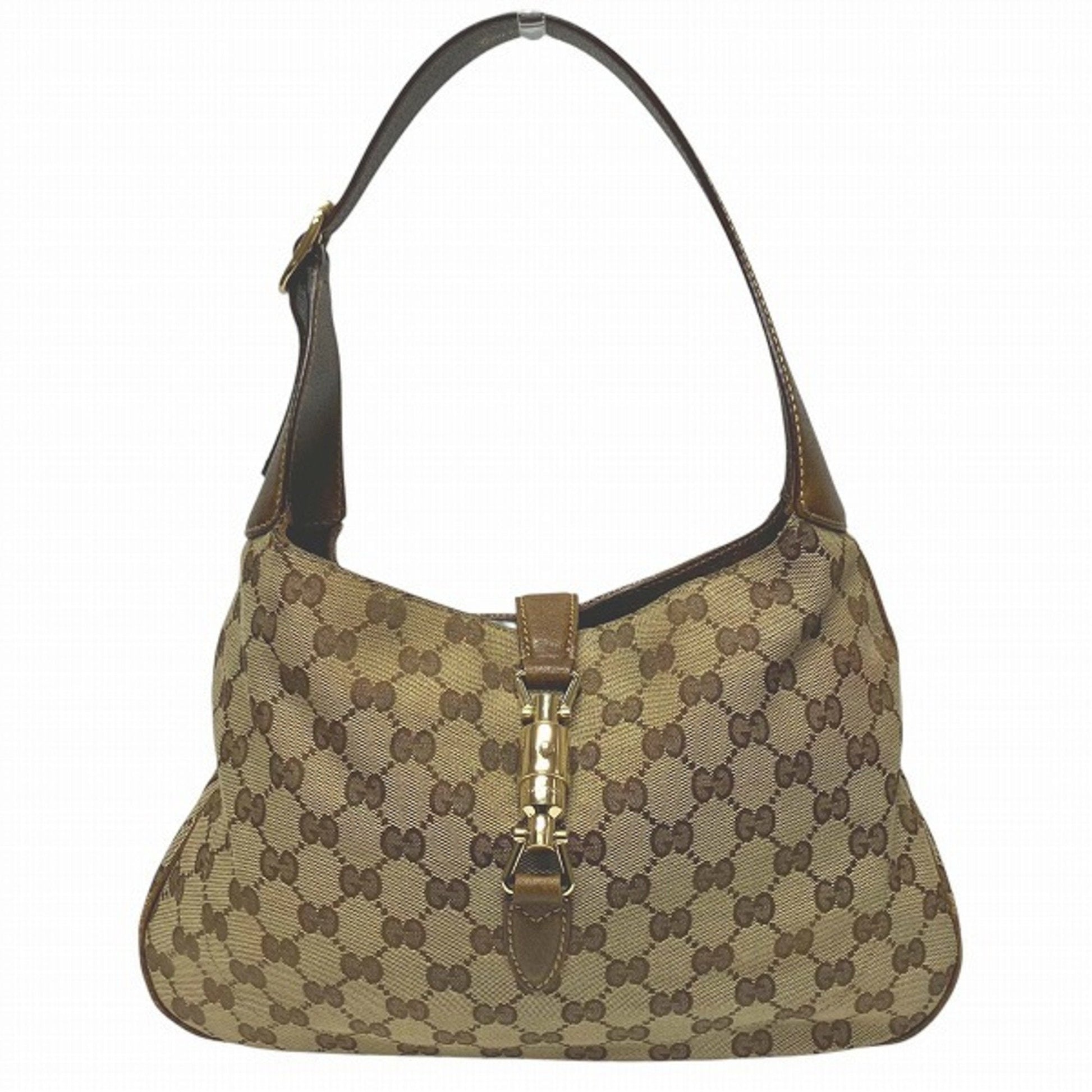 Gucci Brown Gg Canvas Leather Shoulder Bag ()