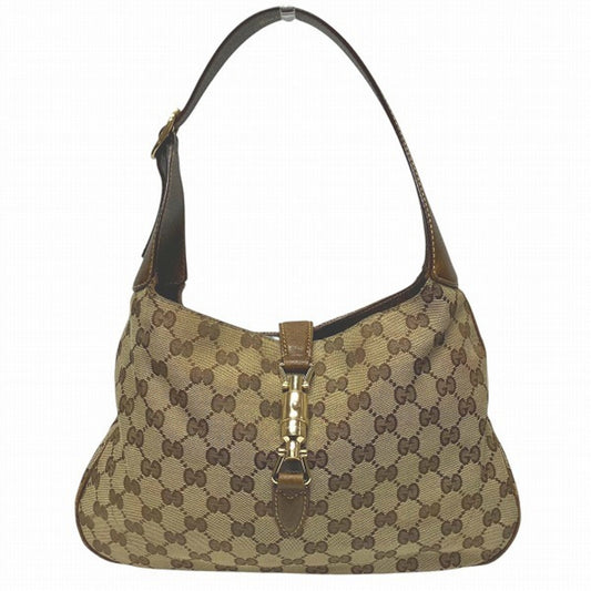 Gucci Brown Gg Canvas Leather Shoulder Bag ()