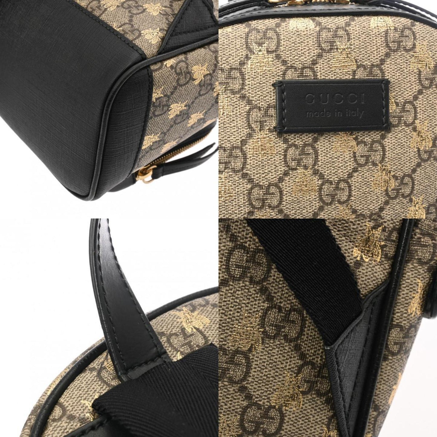Gucci Black Grayish Pvc Leather Backpack