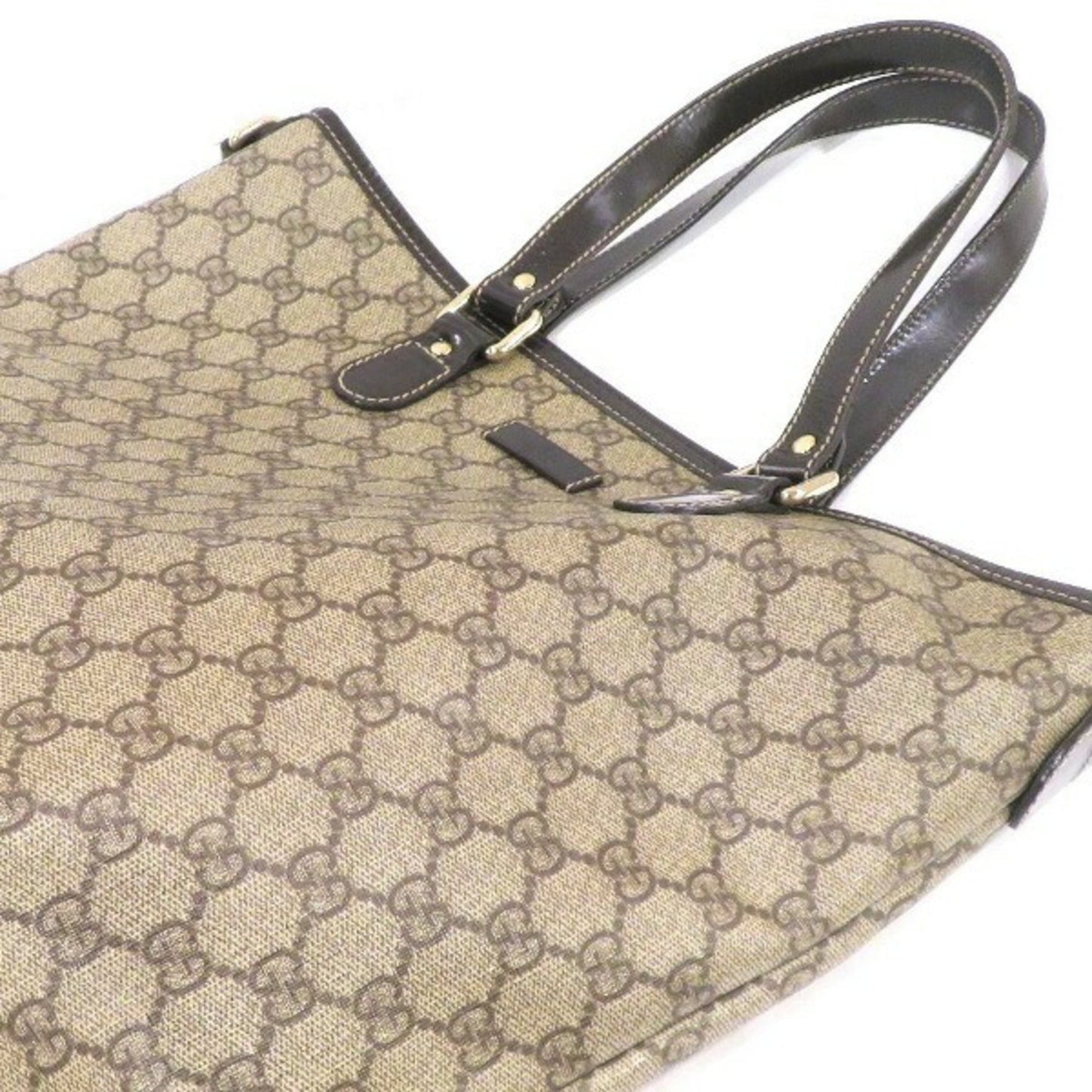 Gucci Beige Dark Brown Pvc Leather Handbag Tote Bag