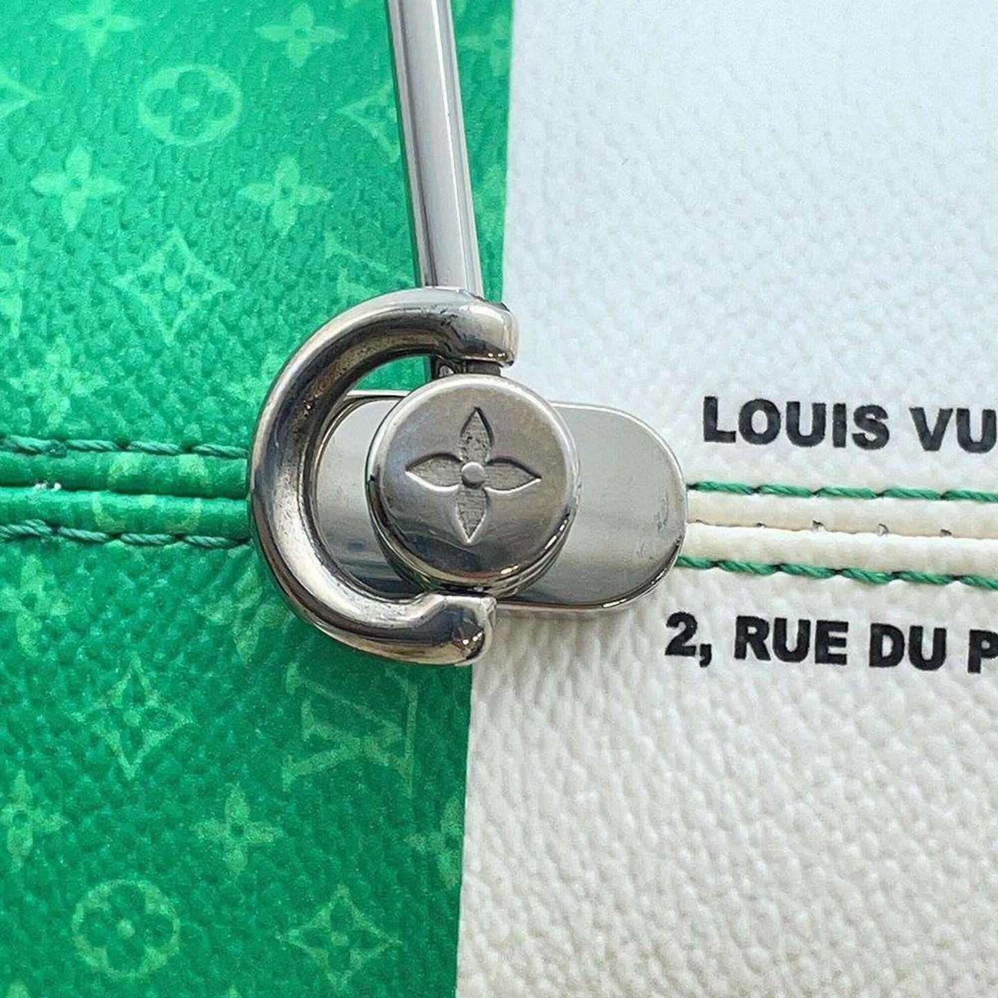 Louis Vuitton Green Canvas Leather Handbag Shoulder Bag