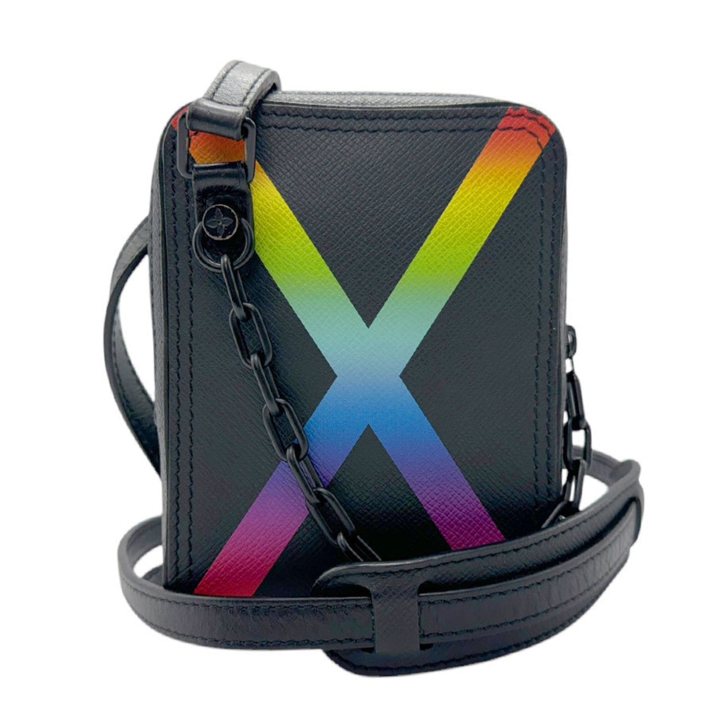 Louis Vuitton Black Multi-Color Taiga Leather Shoulder Bag ()