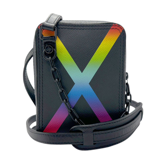 Louis Vuitton Black Multi-Color Taiga Leather Shoulder Bag ()