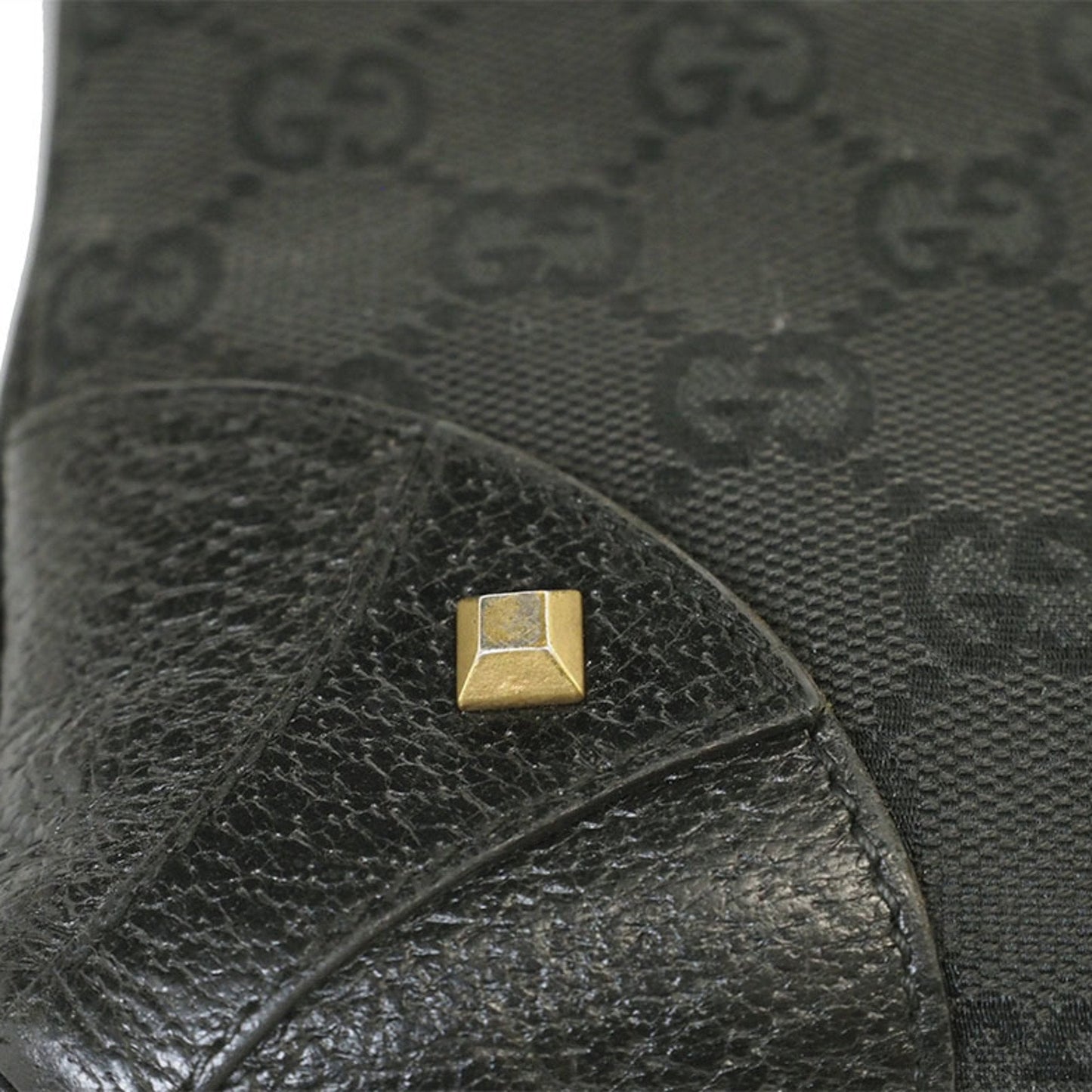 Gucci Gg Canvas Black Canvas Leather Shoulder Bag