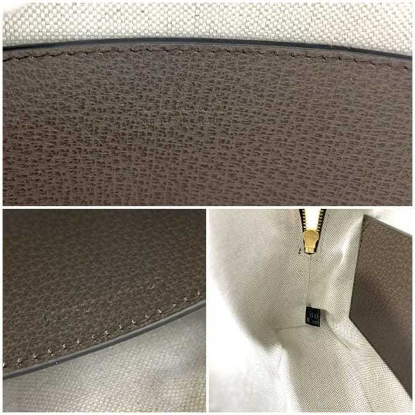 Gucci Beige Brown Canvas Leather Pochette Shoulder Bag
