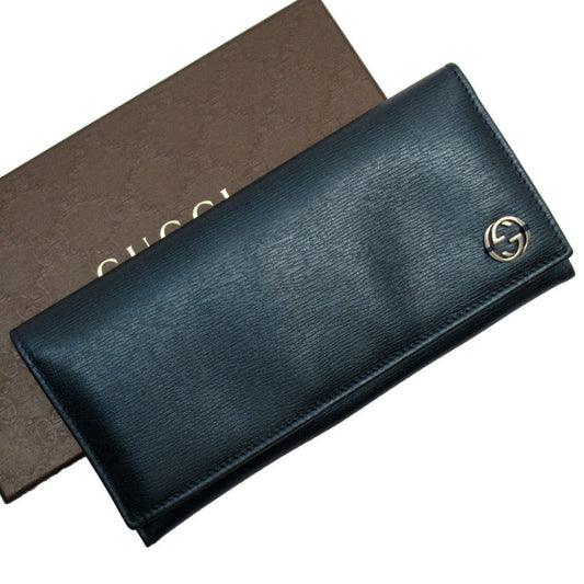 Gucci Dark Blue Leather Long Wallet (Bi-Fold) ()