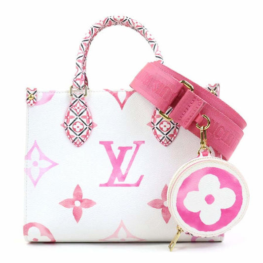 Louis Vuitton Pink White Leather Handbag Shoulder Bag ()