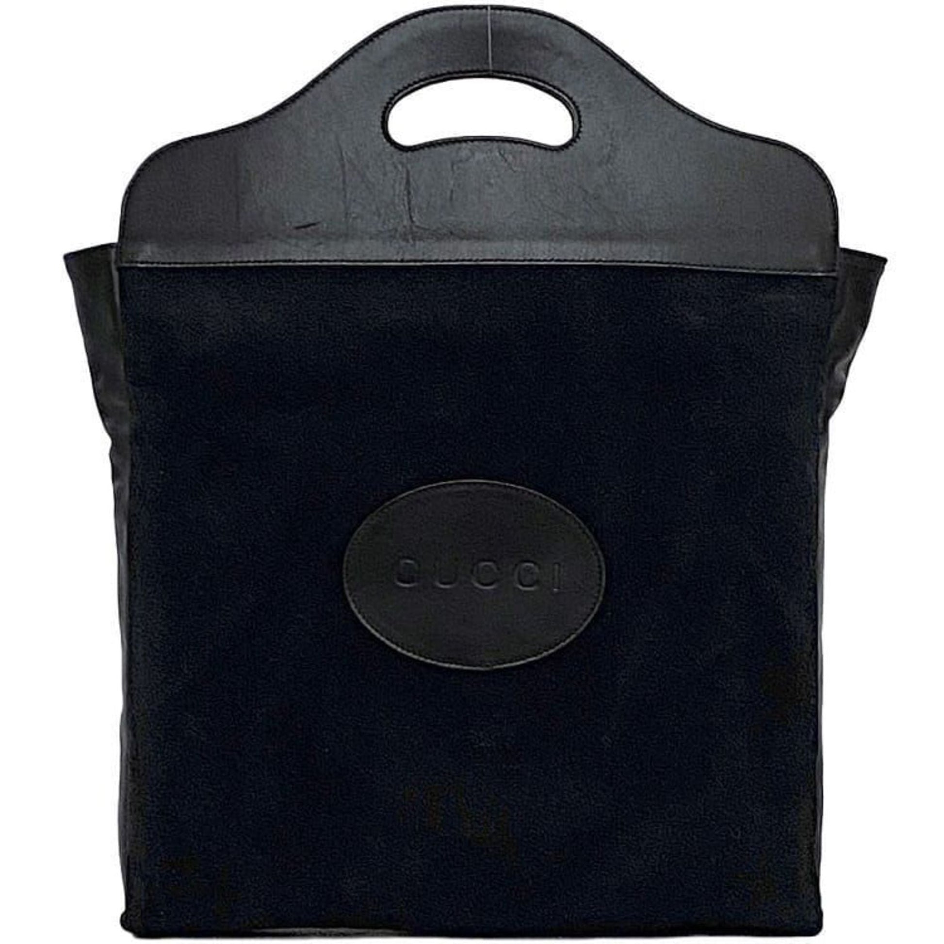 Gucci Black Suede Leather Handbag Tote Bag ()